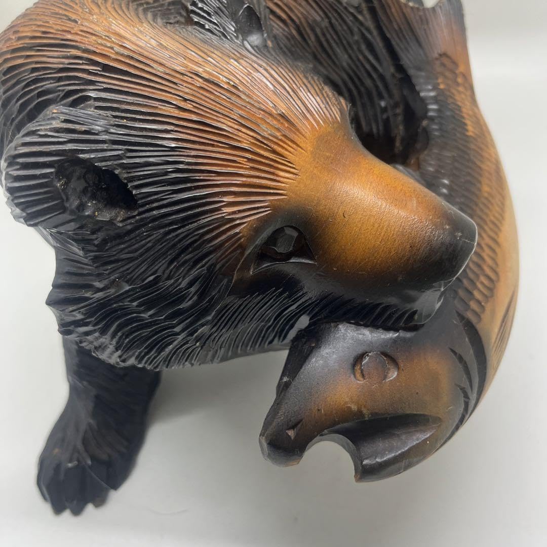Amazon.co.jp: 良品 北海道 木彫り 熊 銘あり 政広作 レア